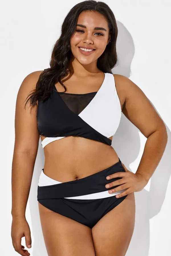 Colorblock Stylish Women Wrap Swimsuits Bikini Top