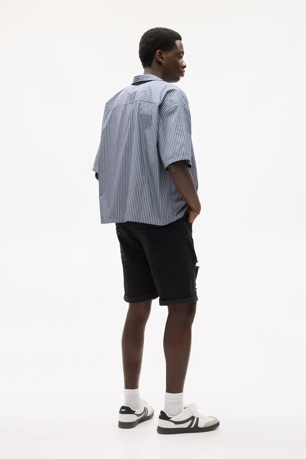 Ripped denim Bermuda shorts