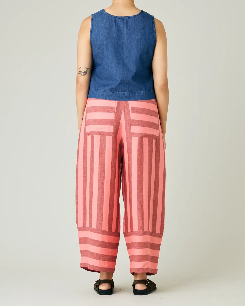 BLUSH STRIPE LINEN TROUSERS