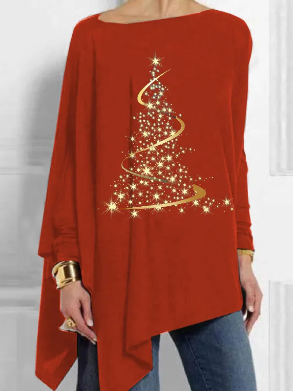 Star Christmas Tree Women's Plus Size Tops