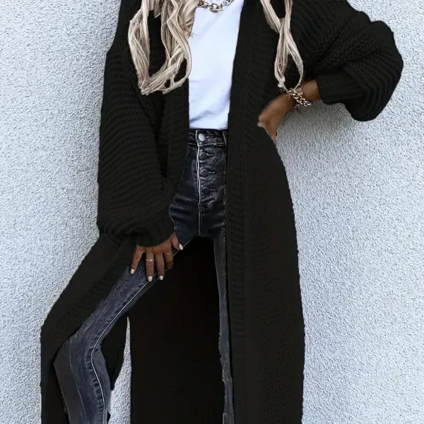 Solid Open Front Side Split Cardigan, Casual Long Sleeve Cardigan For Spring & Fall, Women's Clothing