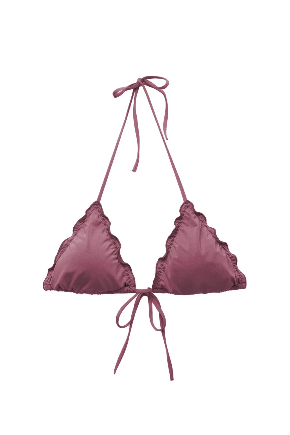 Ruffled triangle bikini top