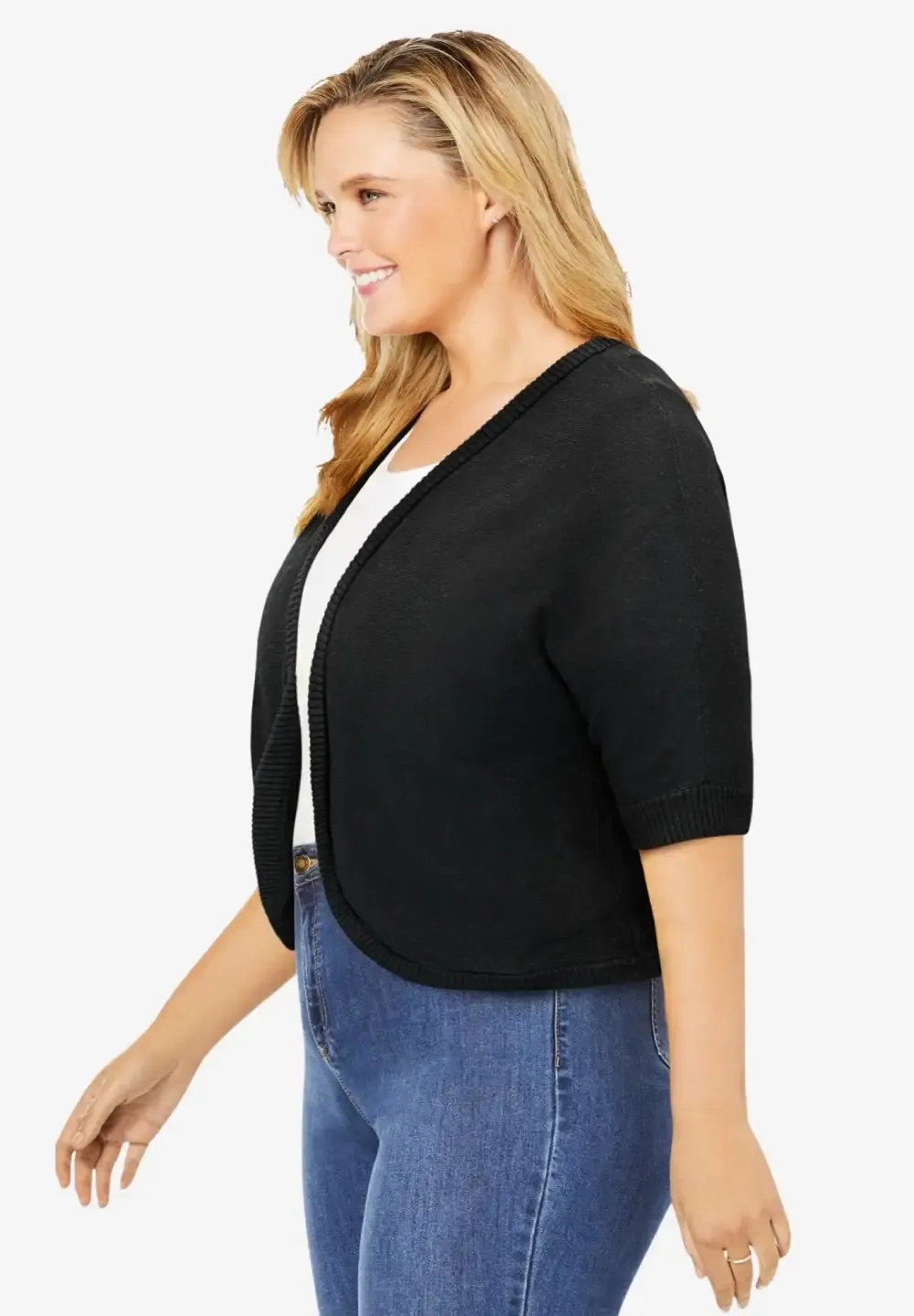 Rib Trim Cardigan Shrug