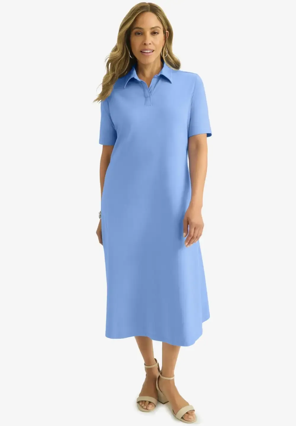 Notch Neck Midi Dress
