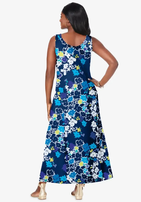 Stretch Cotton Tank Maxi Dress