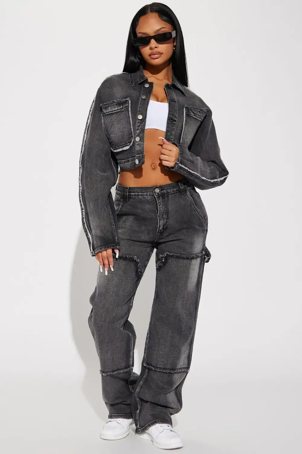 High Alert Crop Denim Jacket - Black Wash