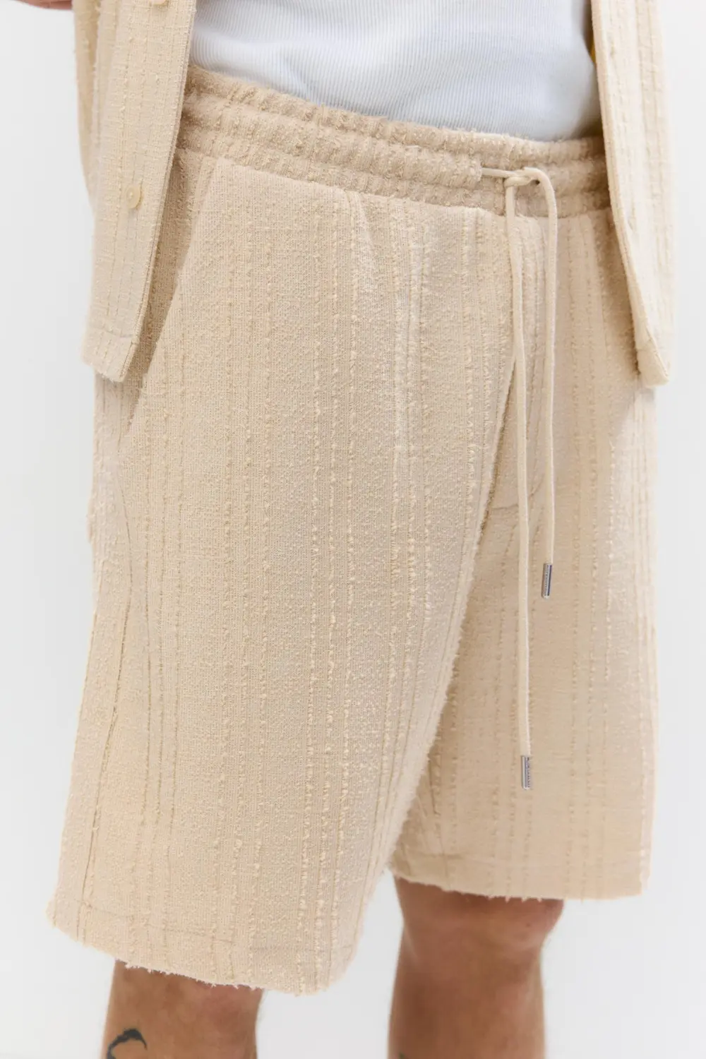 Waffle-knit Bermuda sweatpant shorts