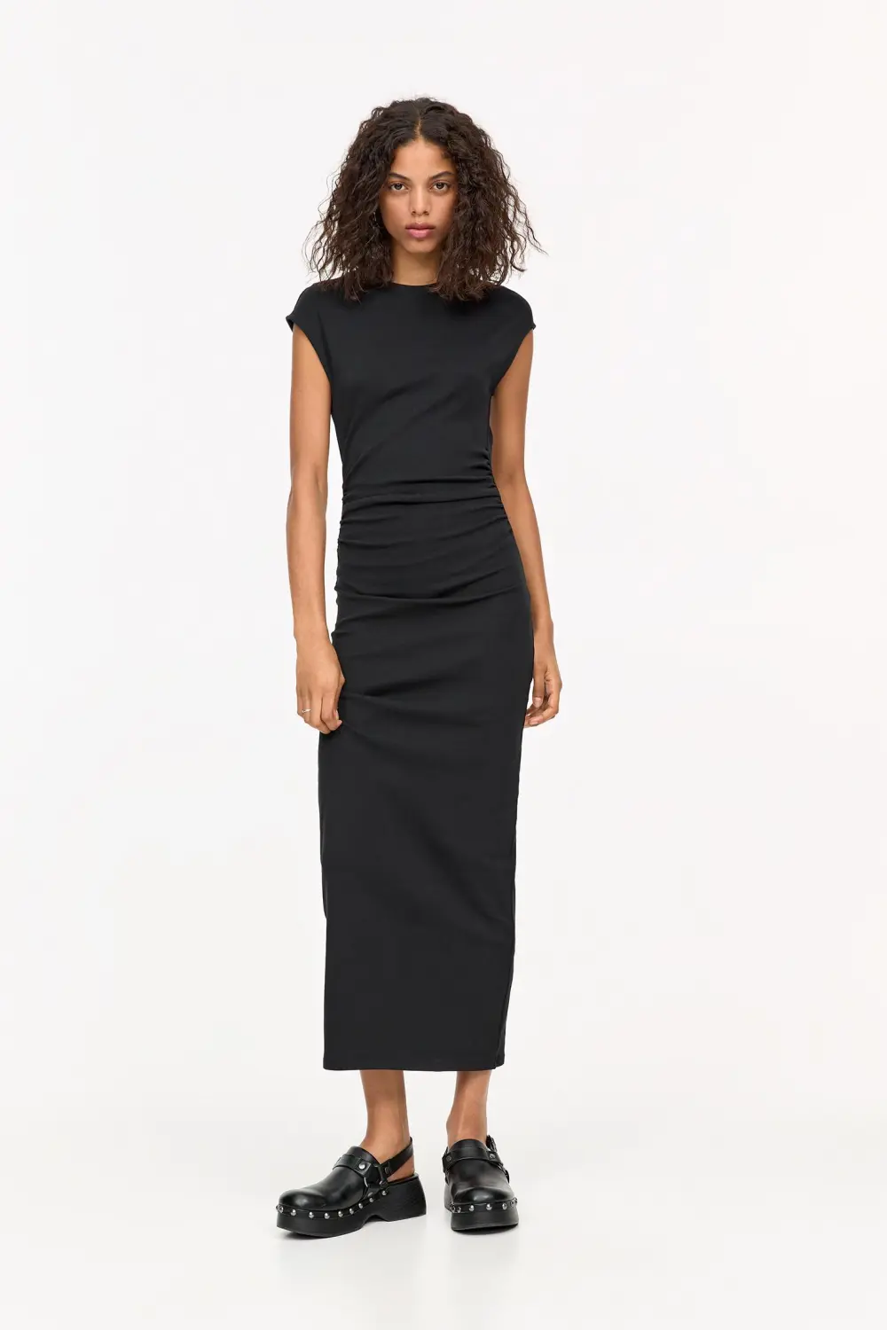 Vestido midi frunces