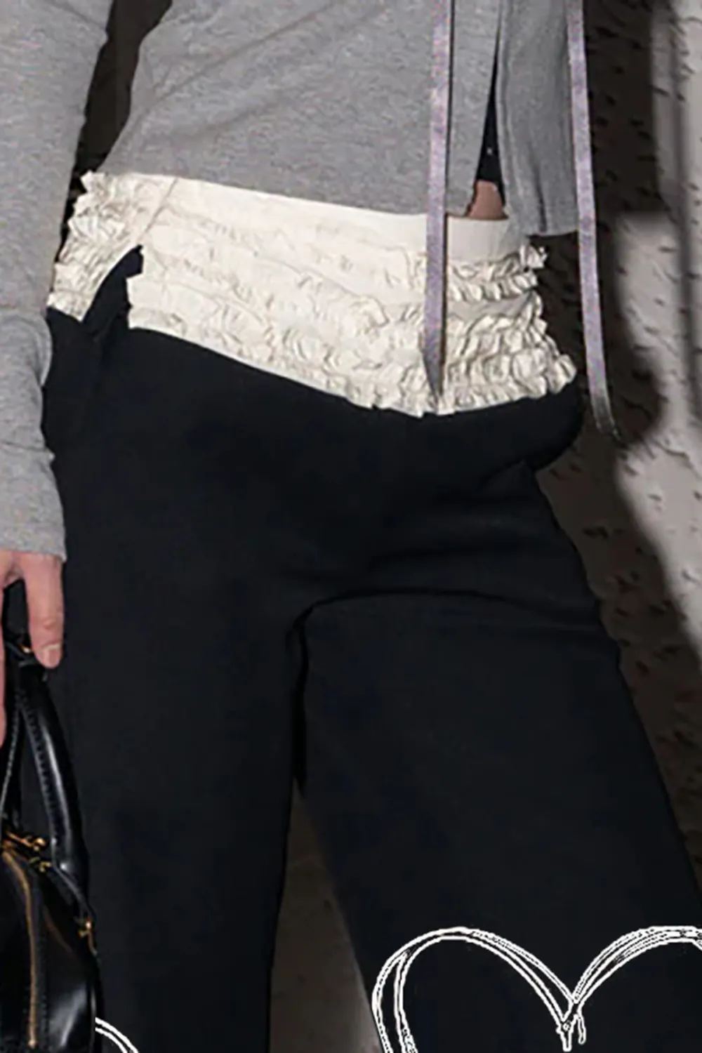 Graceful Two Tone Ruffle Layered Low Rise Hybrid Bootcut Pants