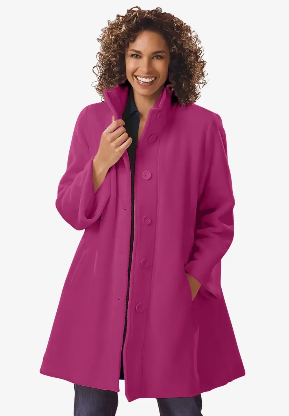 Fleece Swing Funnel-Neck Coat