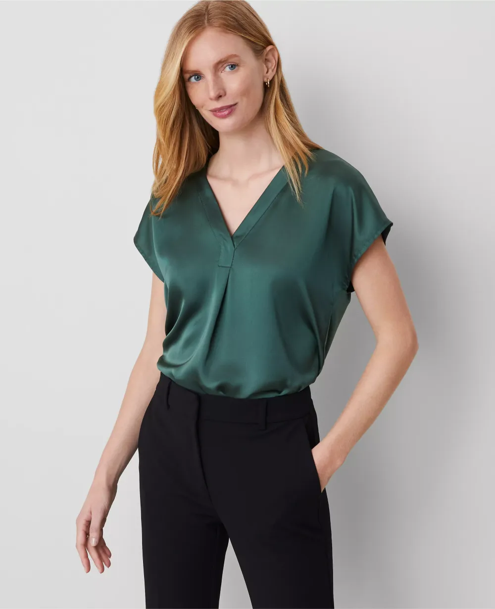 Mixed Media Pleat Front Top