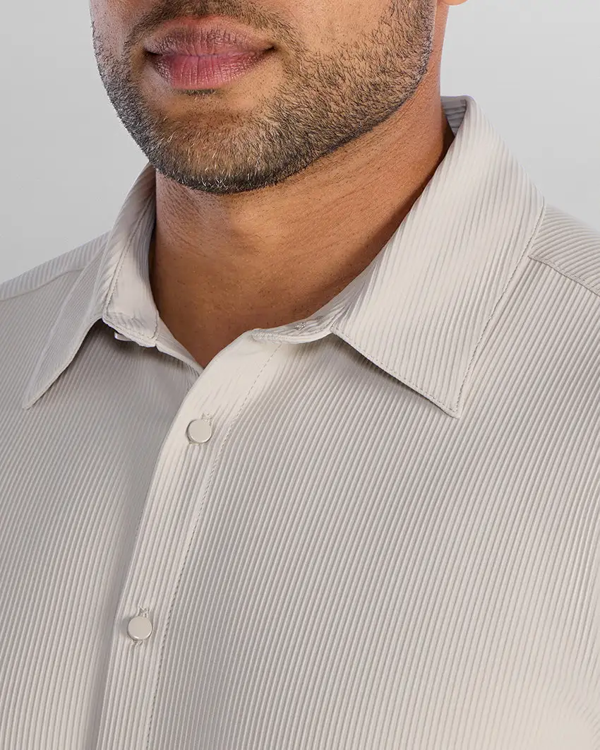 Ribbed+ Short Sleeve Button Down