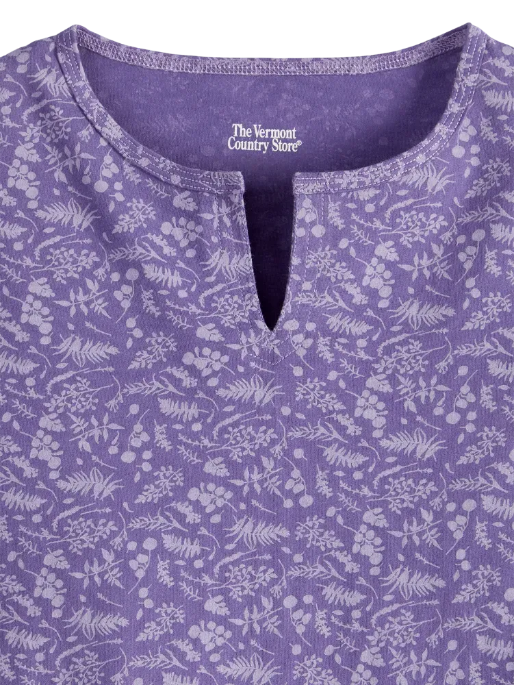 Women's Cotton Knit Notch-Neck Tunic