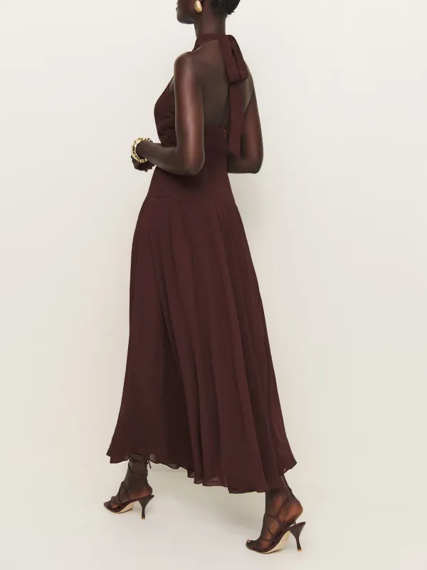 Cutout Detail Ruched Maxi Dress