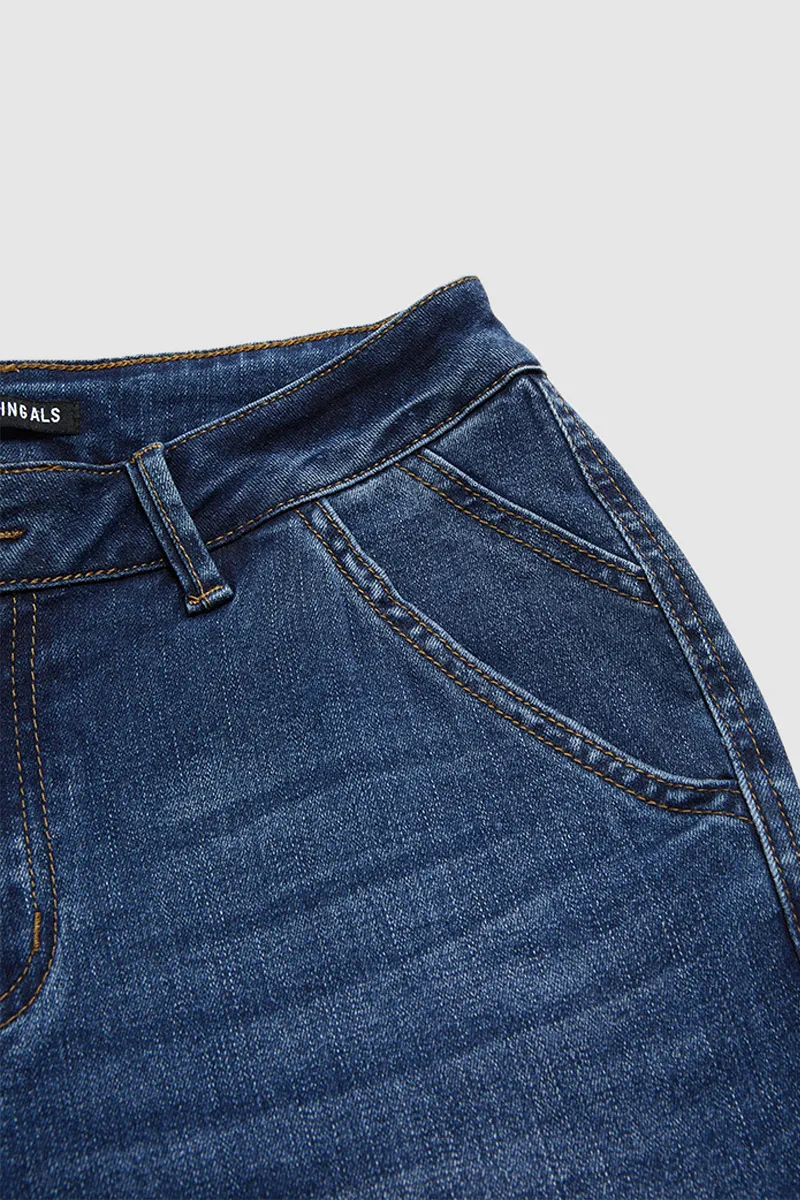 Wash Stretchy High Waist Straight Leg Jeans