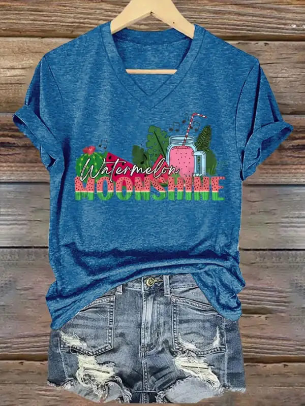 Women's Watermelon Moonshine Printed T-Shirt