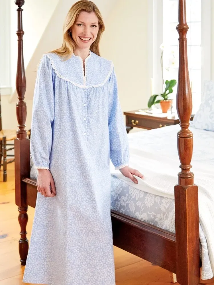 Lanz Vintage Floral Flannel Nightgown