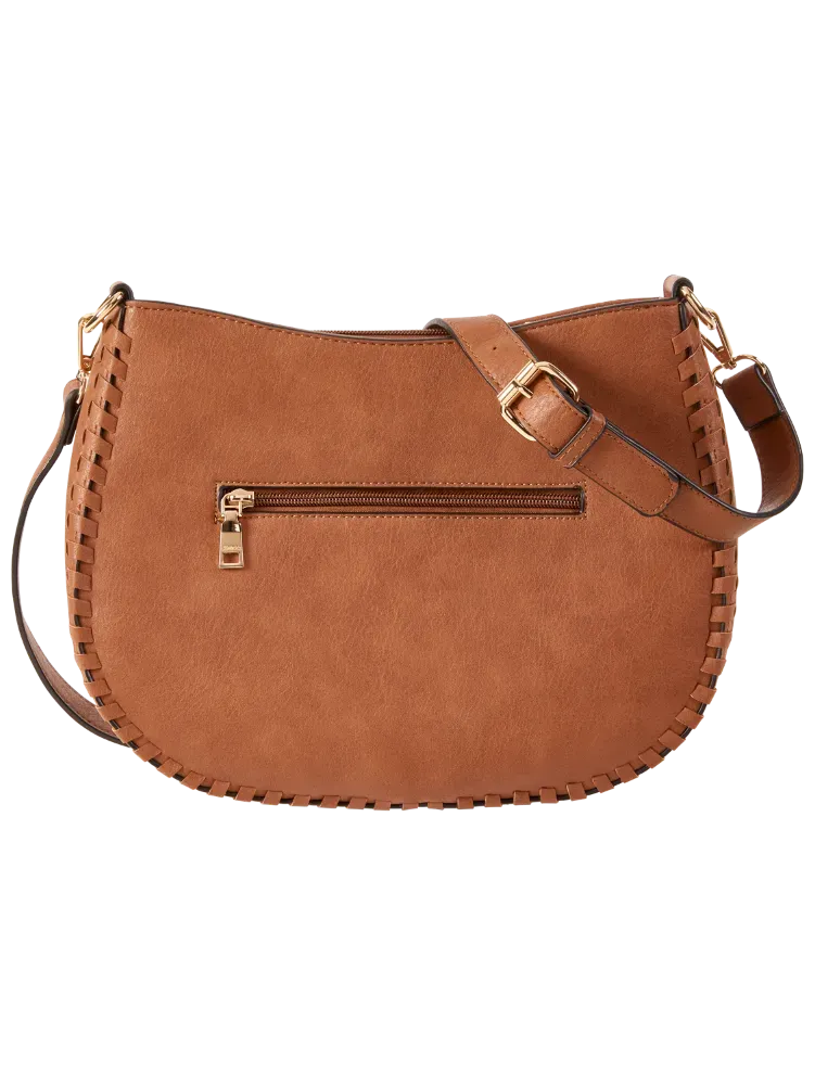 Faux Leather Crossbody Bag With Dual Straps