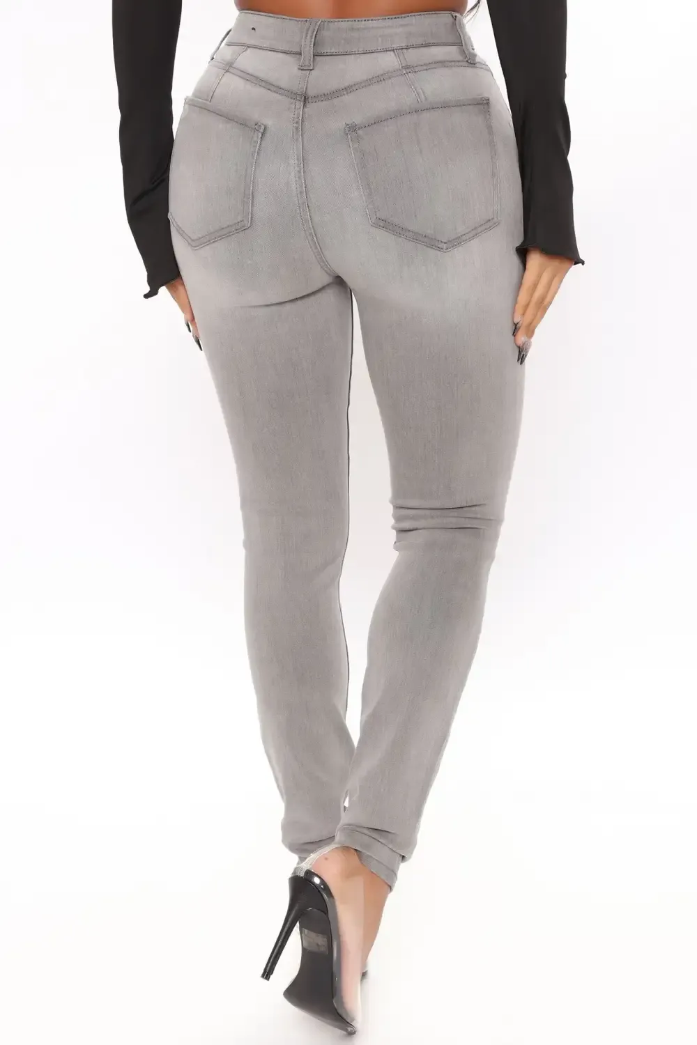 Lights Out High Rise Booty Lifting Skinny Jeans - Grey