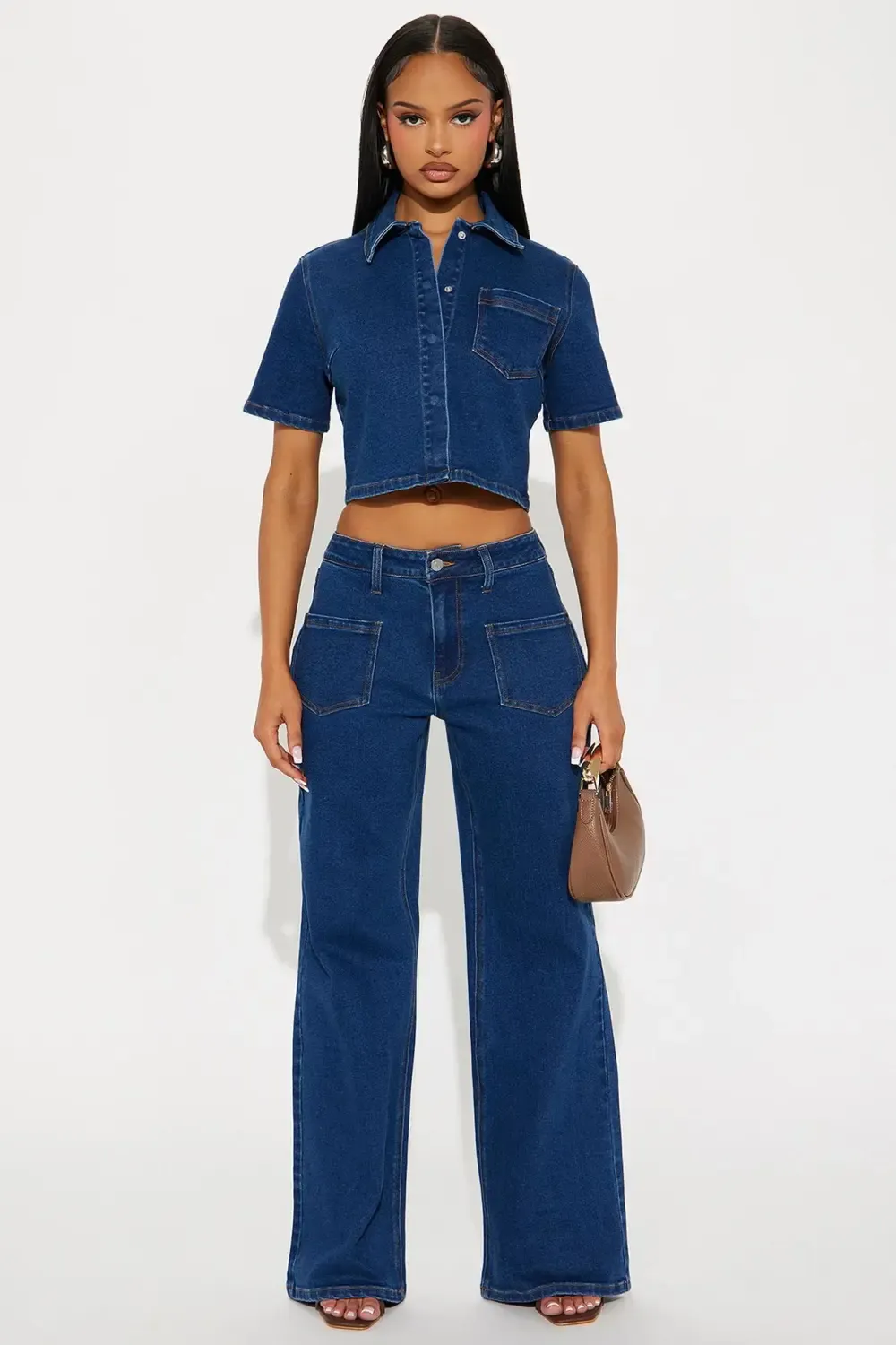 Nola Denim Pant Set - Dark Wash