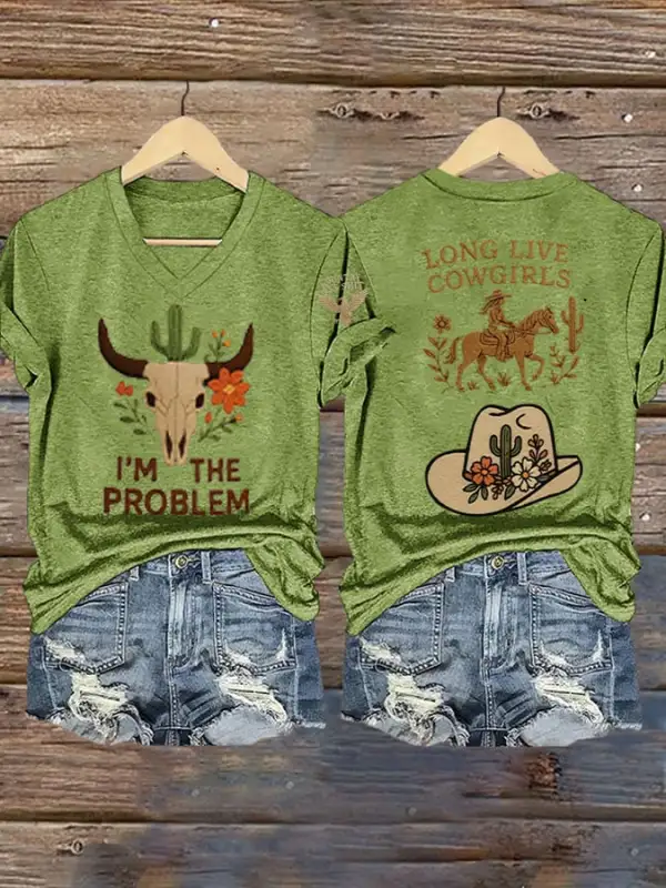 Women's I'M The Problem Country Music Printed Short-Sleeved T-Shirt