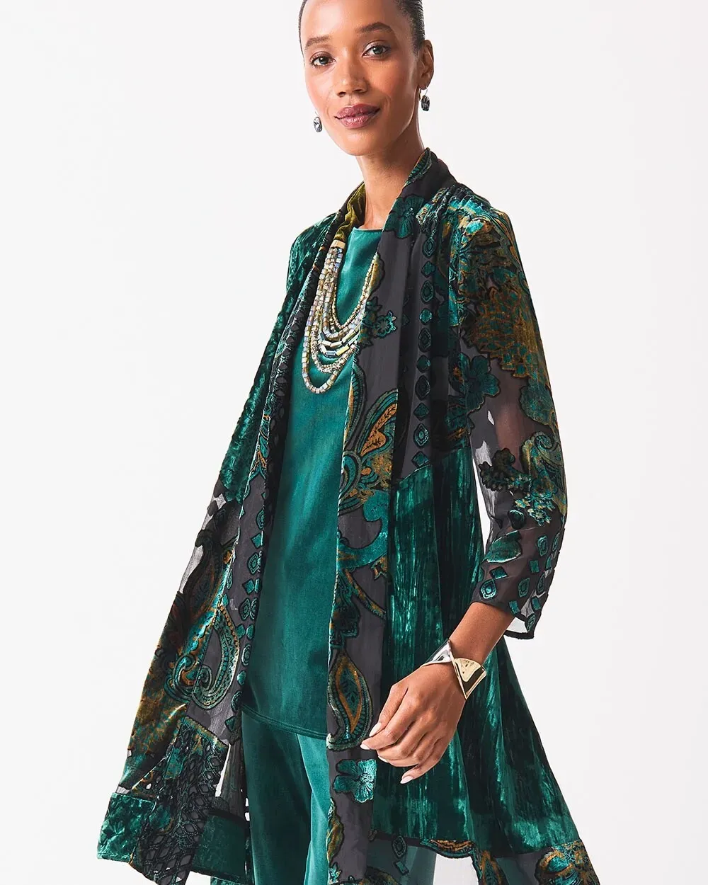 TravelersTM Collection Burnout Velvet Jacket