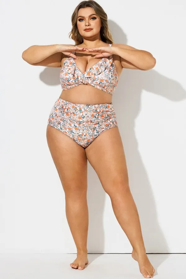 Floral Print Elegant High Waist Swim Brief