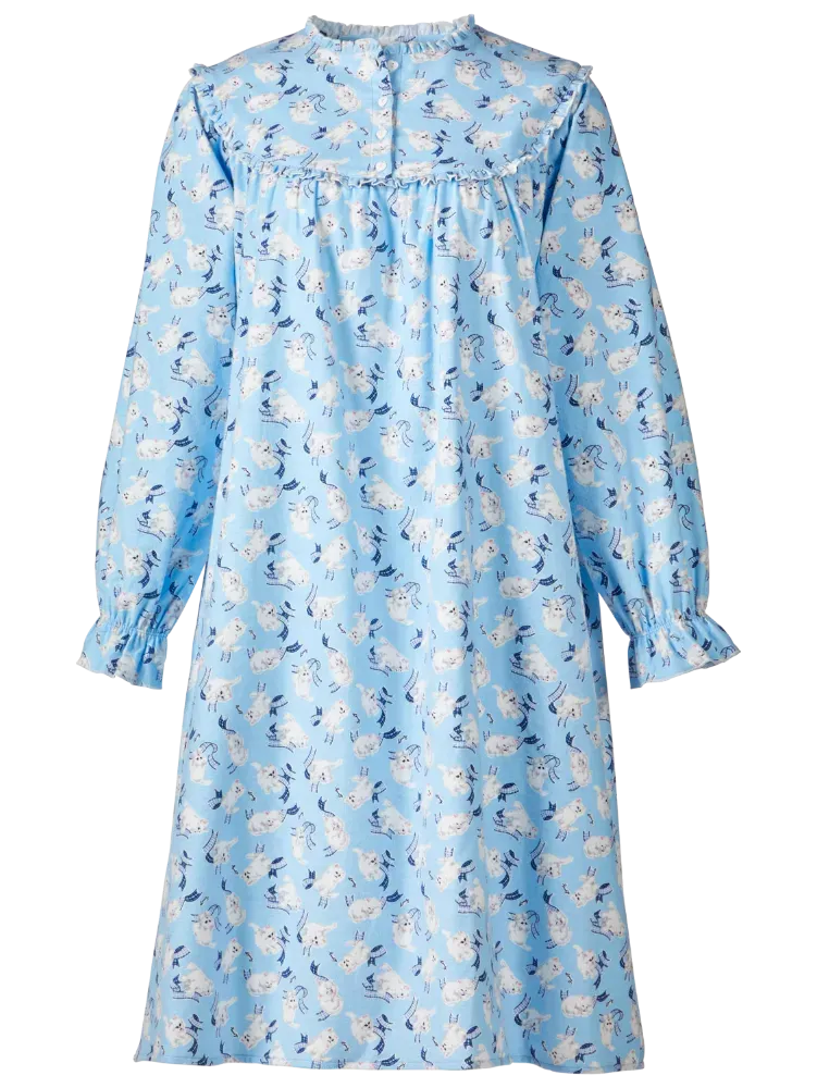 Lanz Playful Kittens Flannel Nightgown