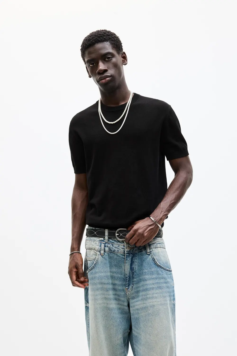 Short sleeve knit T-shirt