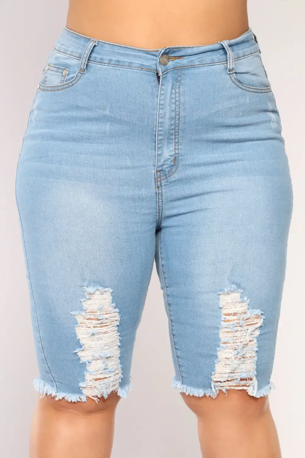 Kassidy Distressed Bermuda Shorts - Light Wash