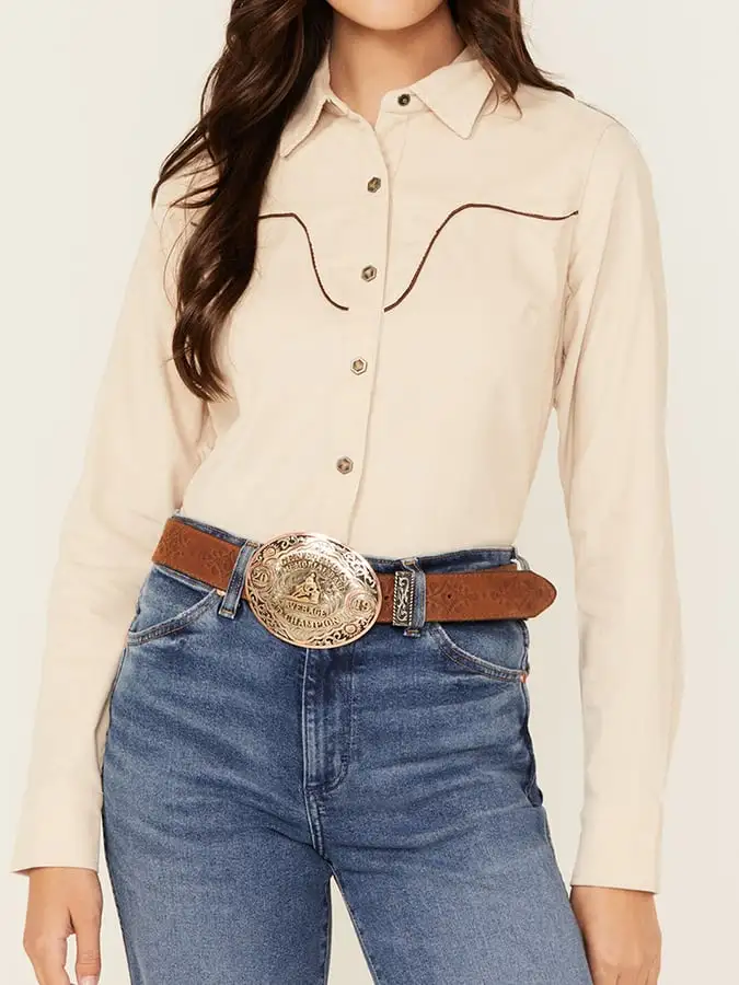 Women's Vintage Western Print Long Sleeve Shirt