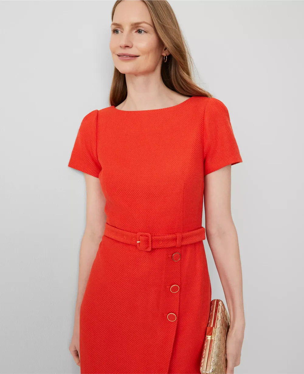 Tweed Short Sleeve Sheath Dress