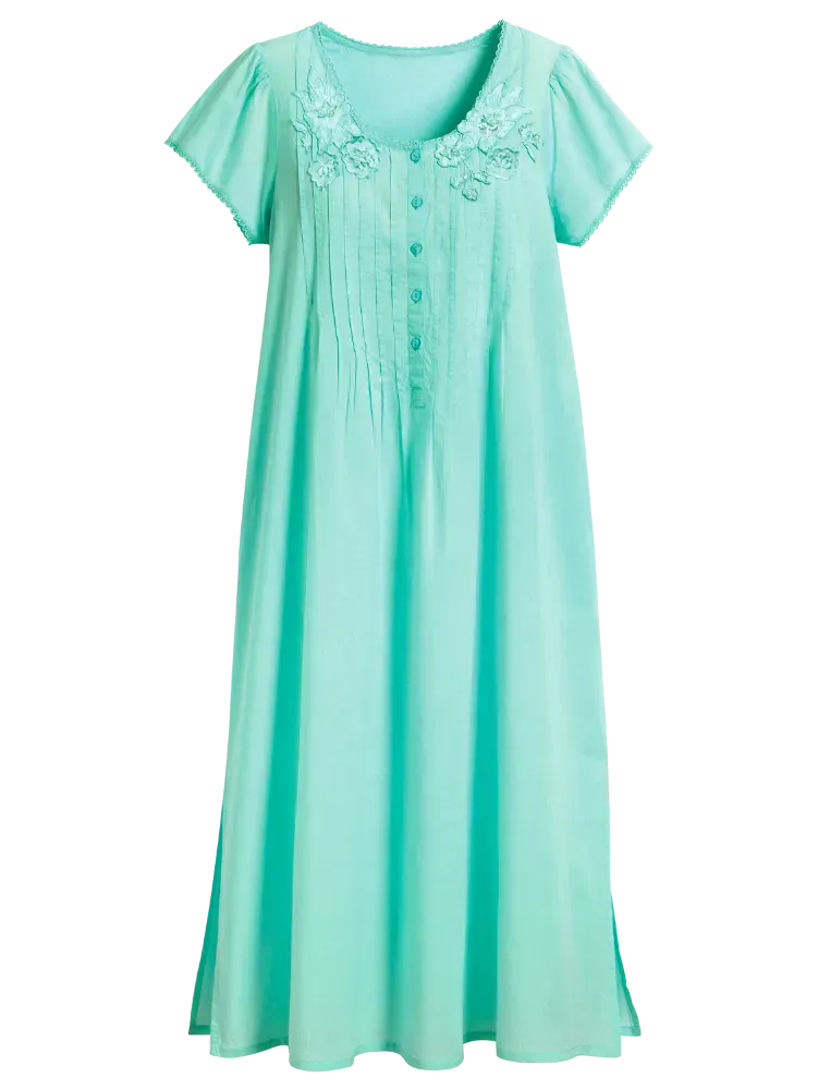 Lace and Floral Cotton Nightgown
