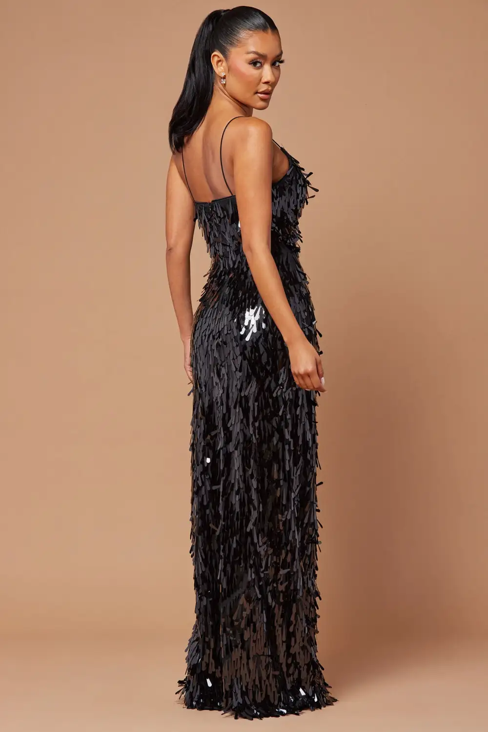 Emilia Paillette Maxi Dress - Black