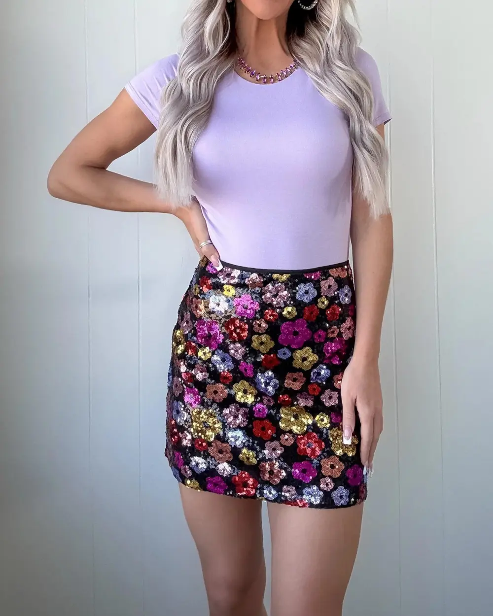 Sequin Mini Skirt - Black