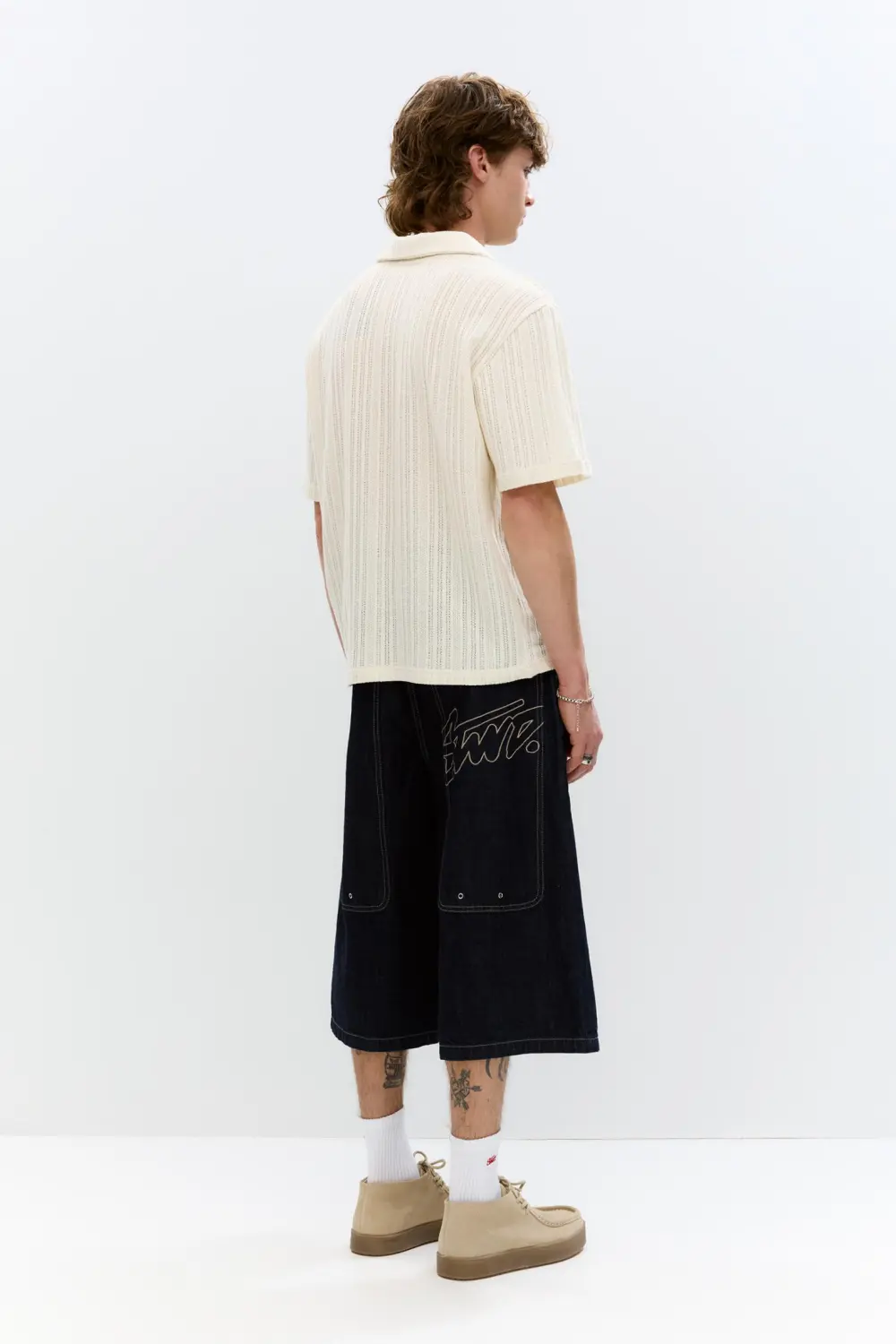 Open-knit polo shirt