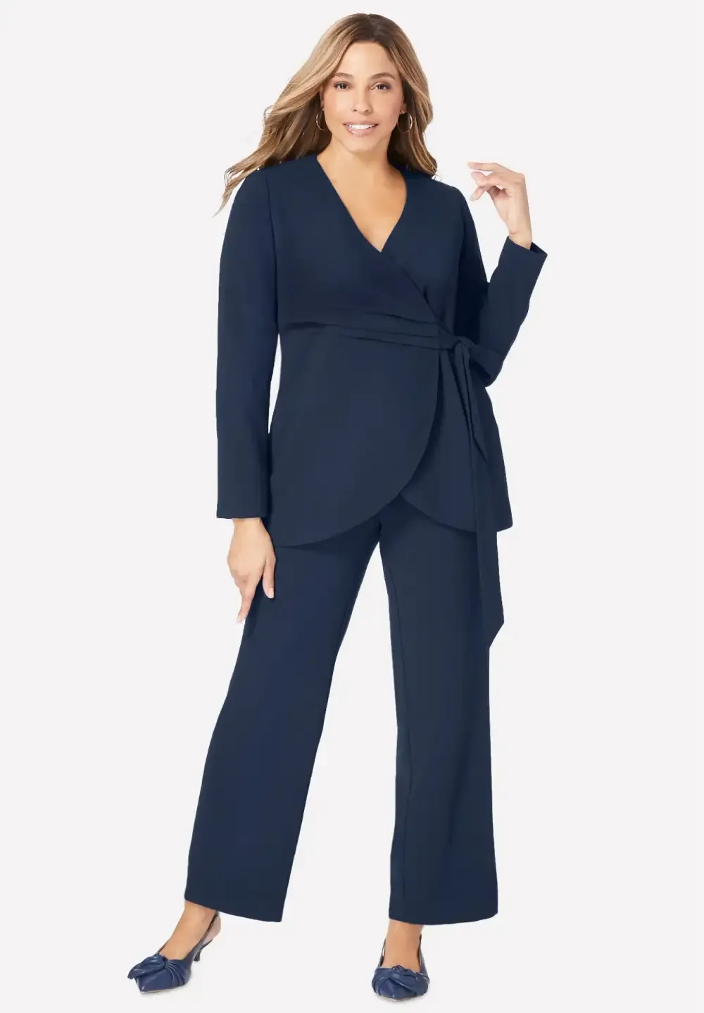 2-Piece Faux Wrap Pantsuit