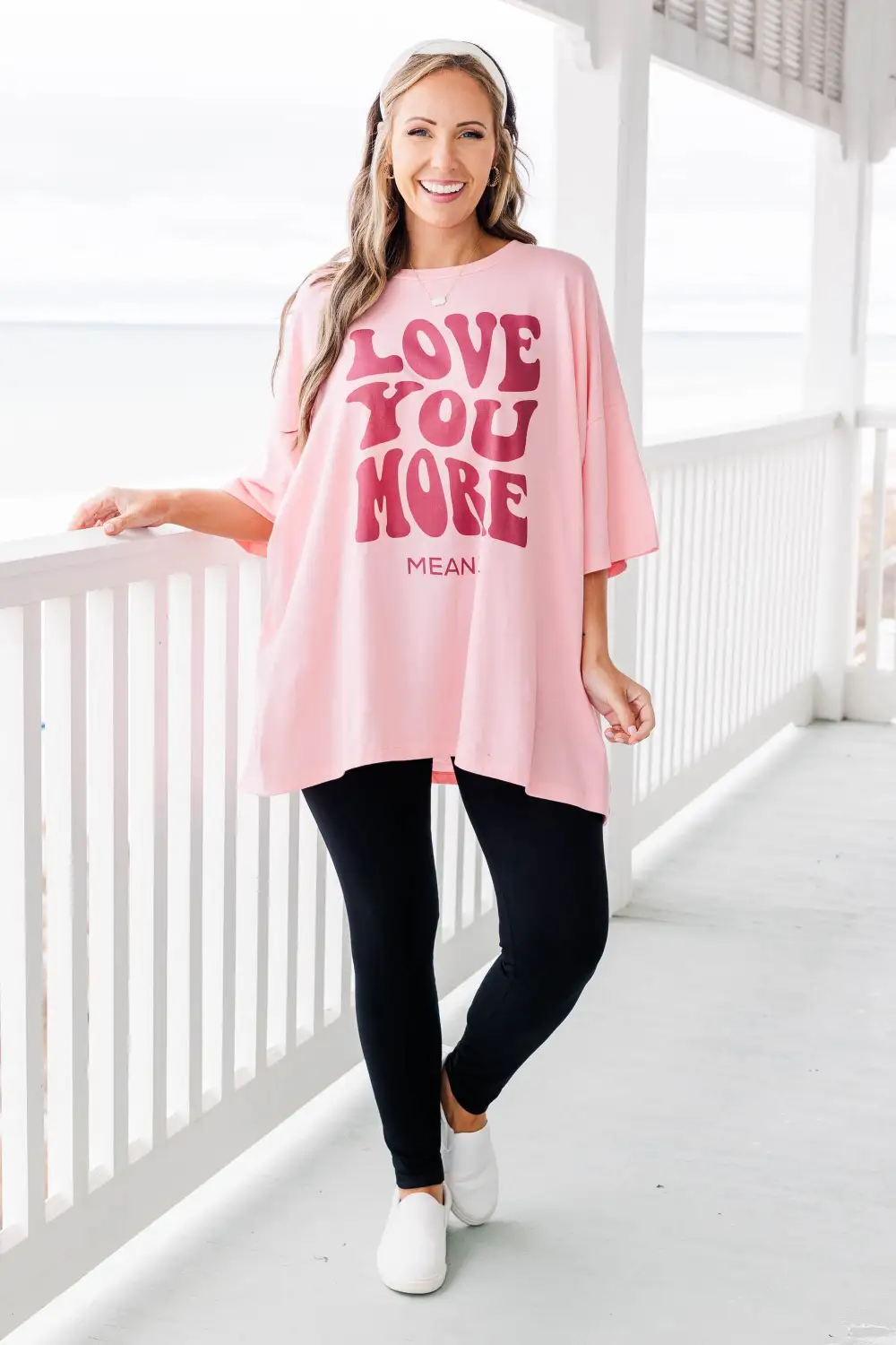 Love You Mean It Boyfriend Tee, Dark Pink