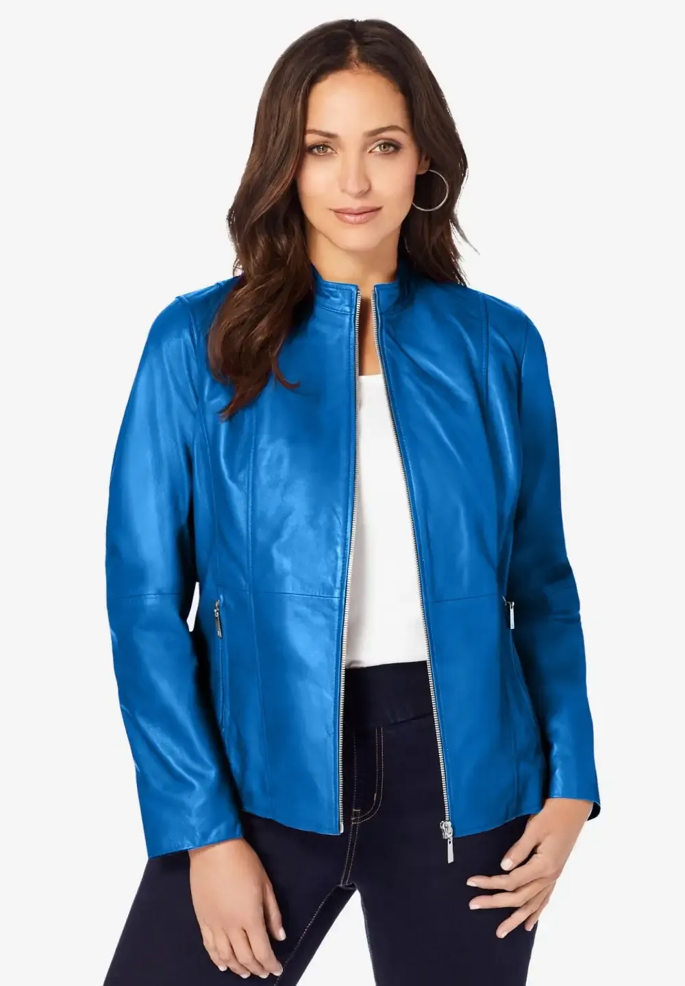 Zip Front Leather Jacket