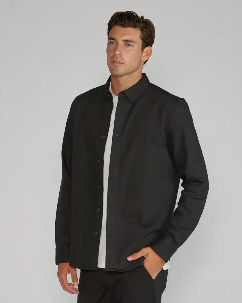 Tech Denim Long Sleeve Button Down