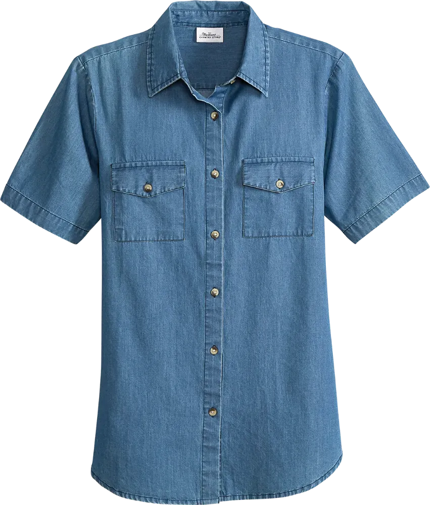 Women's Classic Short-Sleeve Chambray Shirt