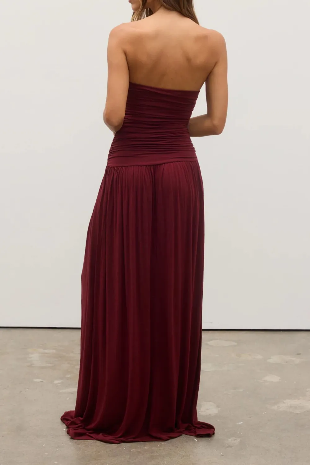 Wine Sexy Off-Shoulder Waist-Cinching Backless  Dresses