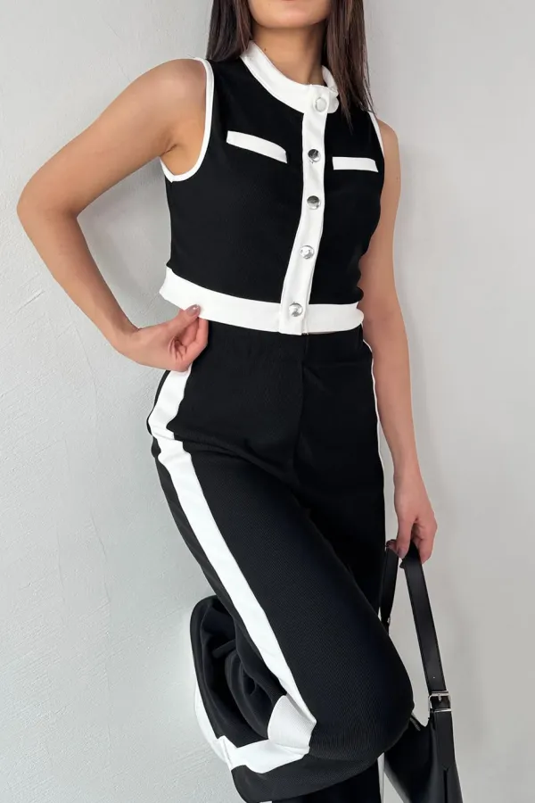 Women'S Contrasting Vest And Pants 2-Piece Set
