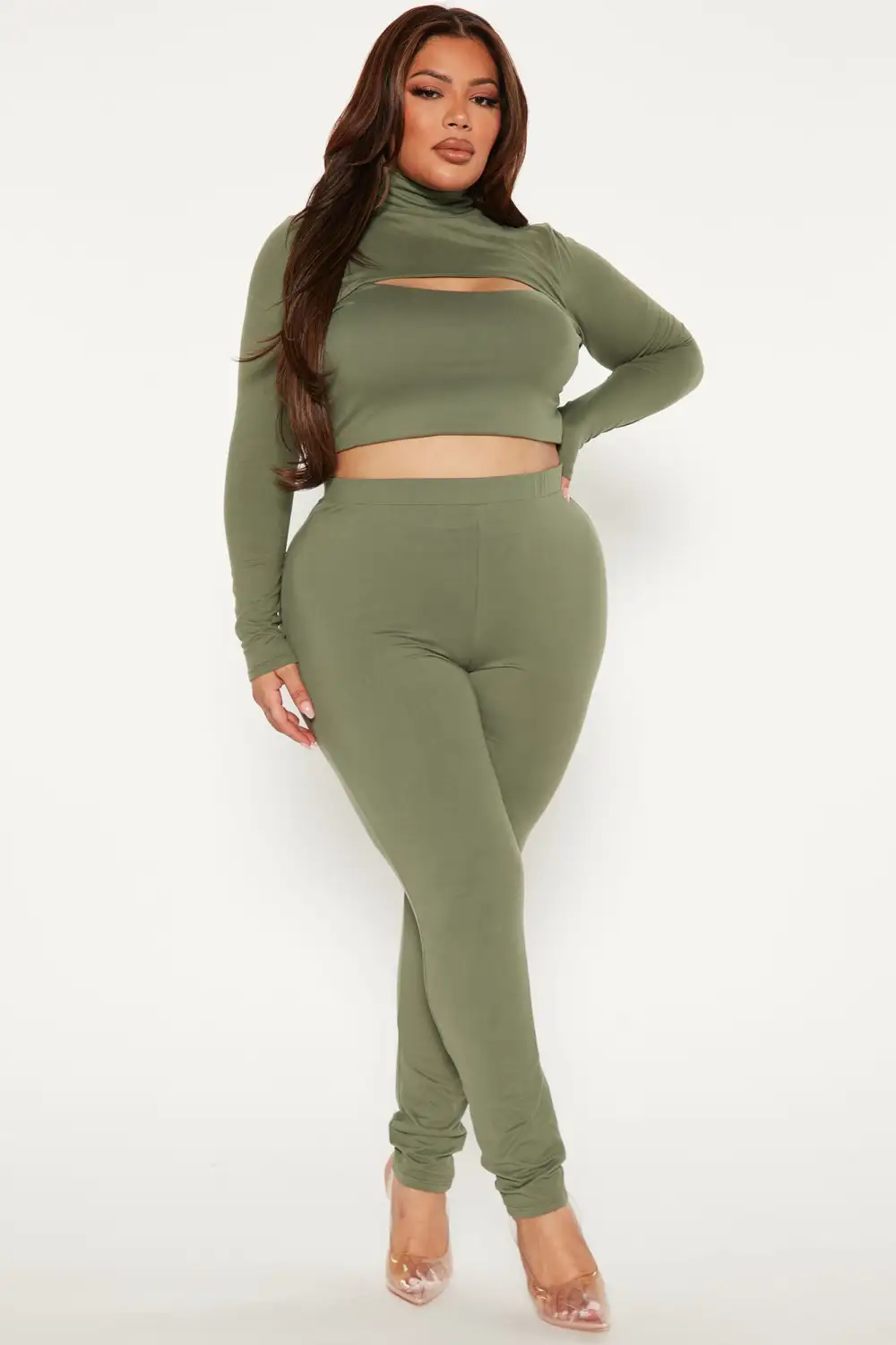 Baddie On The Go Legging Set - Olive