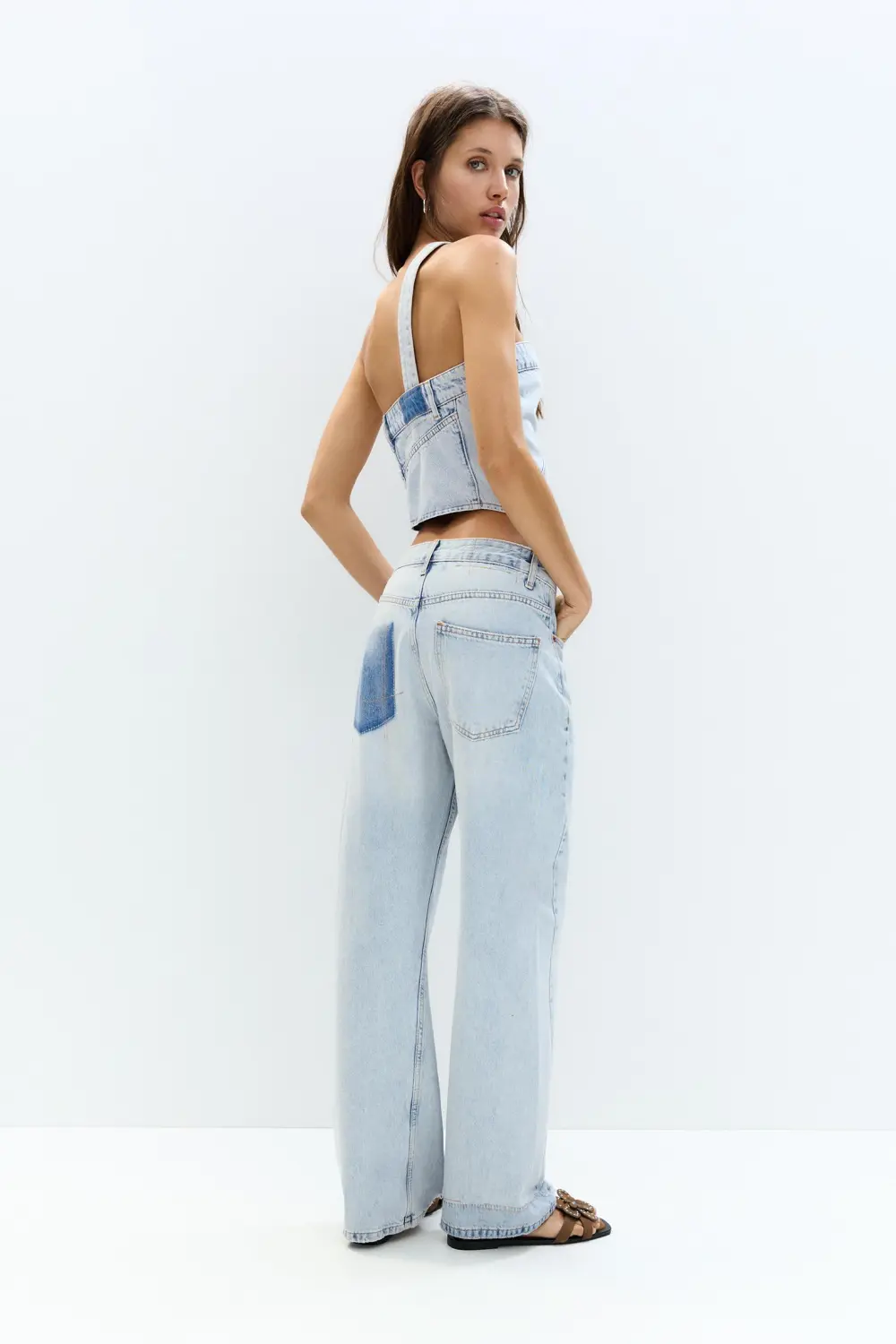Patchwork denim top