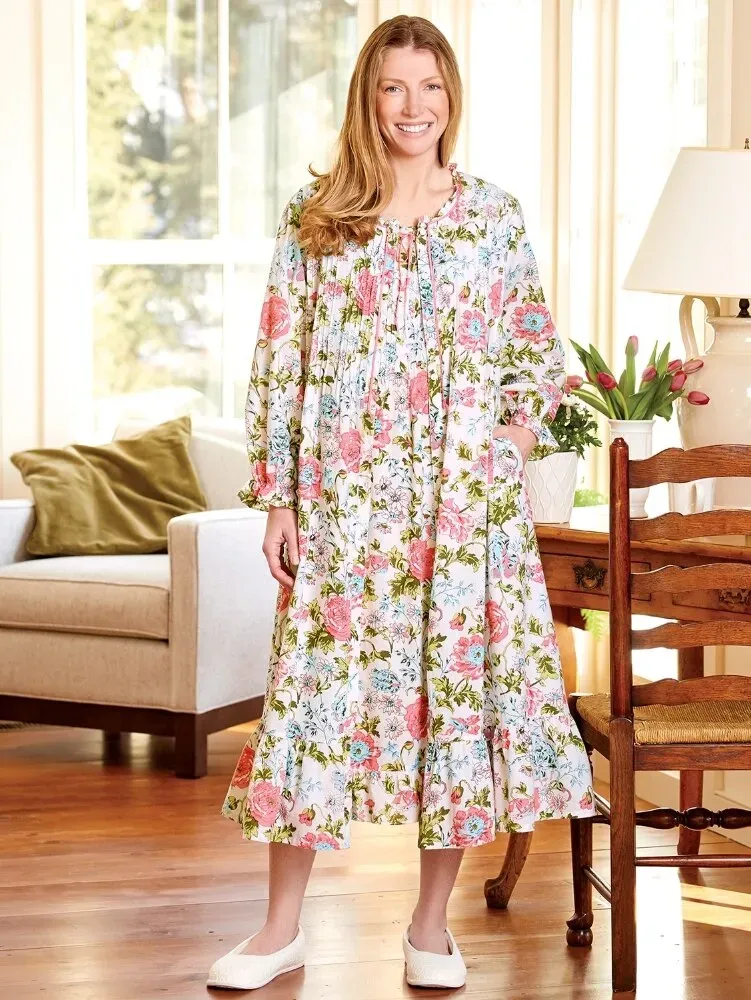 Ella Simone English Rose Cotton Robe