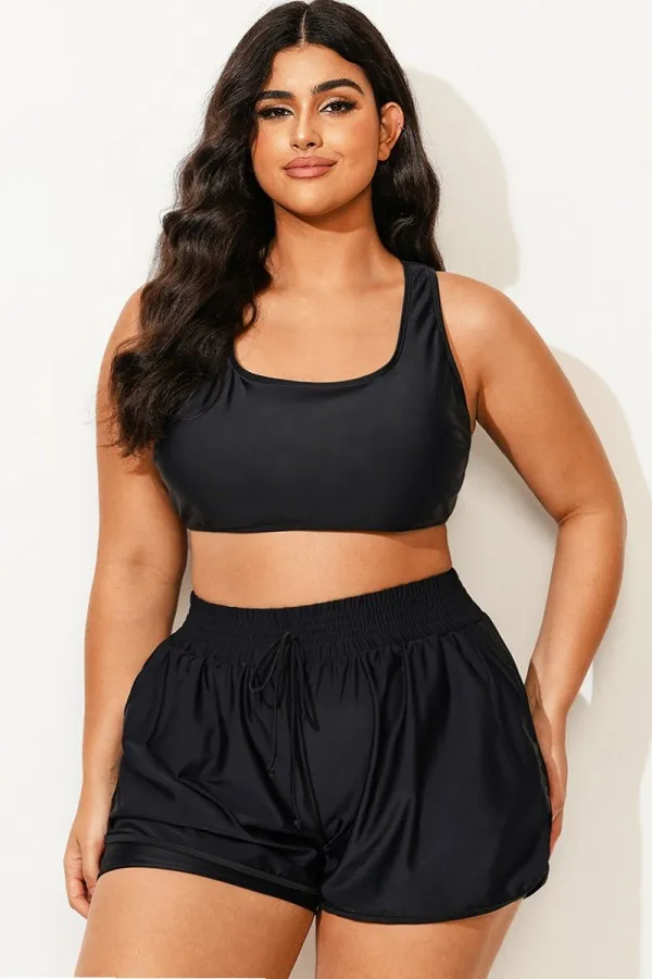 Plus Size Cut Out Back Racerback Bikini Top