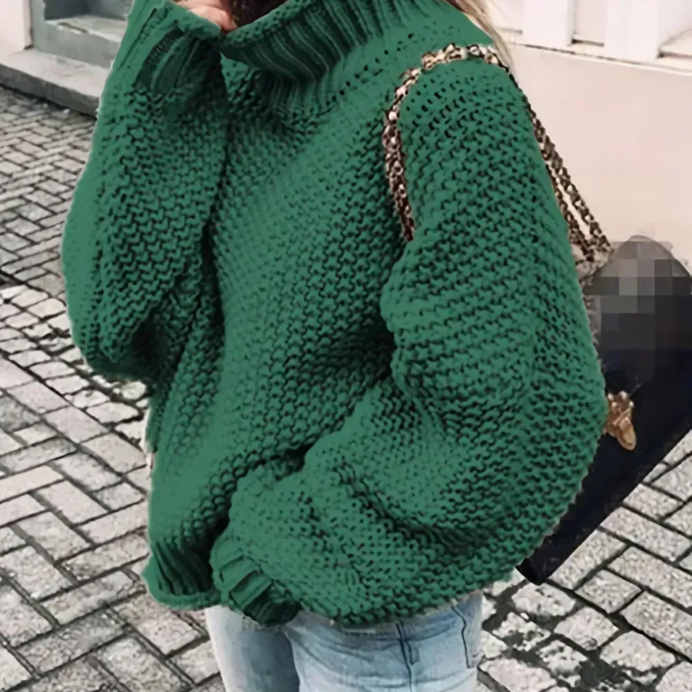 Solid Turtle Neck Pullover Sweater, Casual Long Sleeve Sweater For Fall & Winter, Women's Clothing