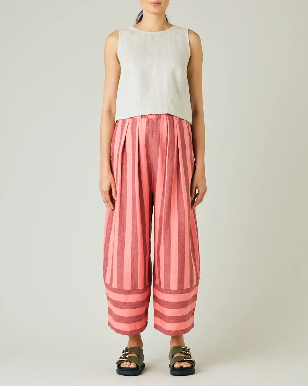 BLUSH STRIPE LINEN TROUSERS