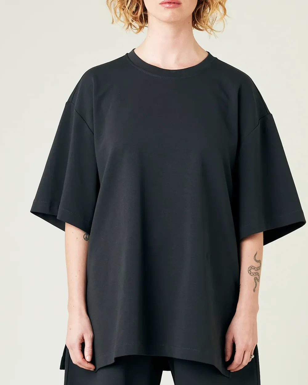 COTTON JERSEY SHORT DROP SLEEVE TOP